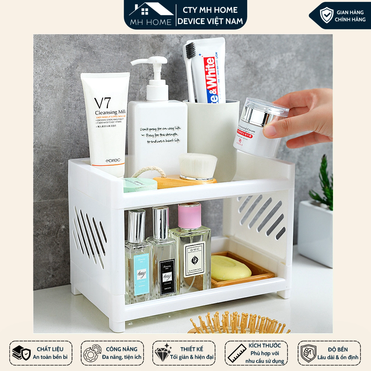 Kệ Nhựa Mini 2 Tầng Hàn Quốc Đựng Đồ Đa Năng Siêu Xinh Kệ Xếp Gọn Trang Trí Để Bàn Đồ